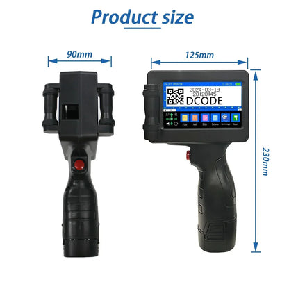 Portable 12.7mm Handheld Inkjet Printer with 1 Ink Cartridge