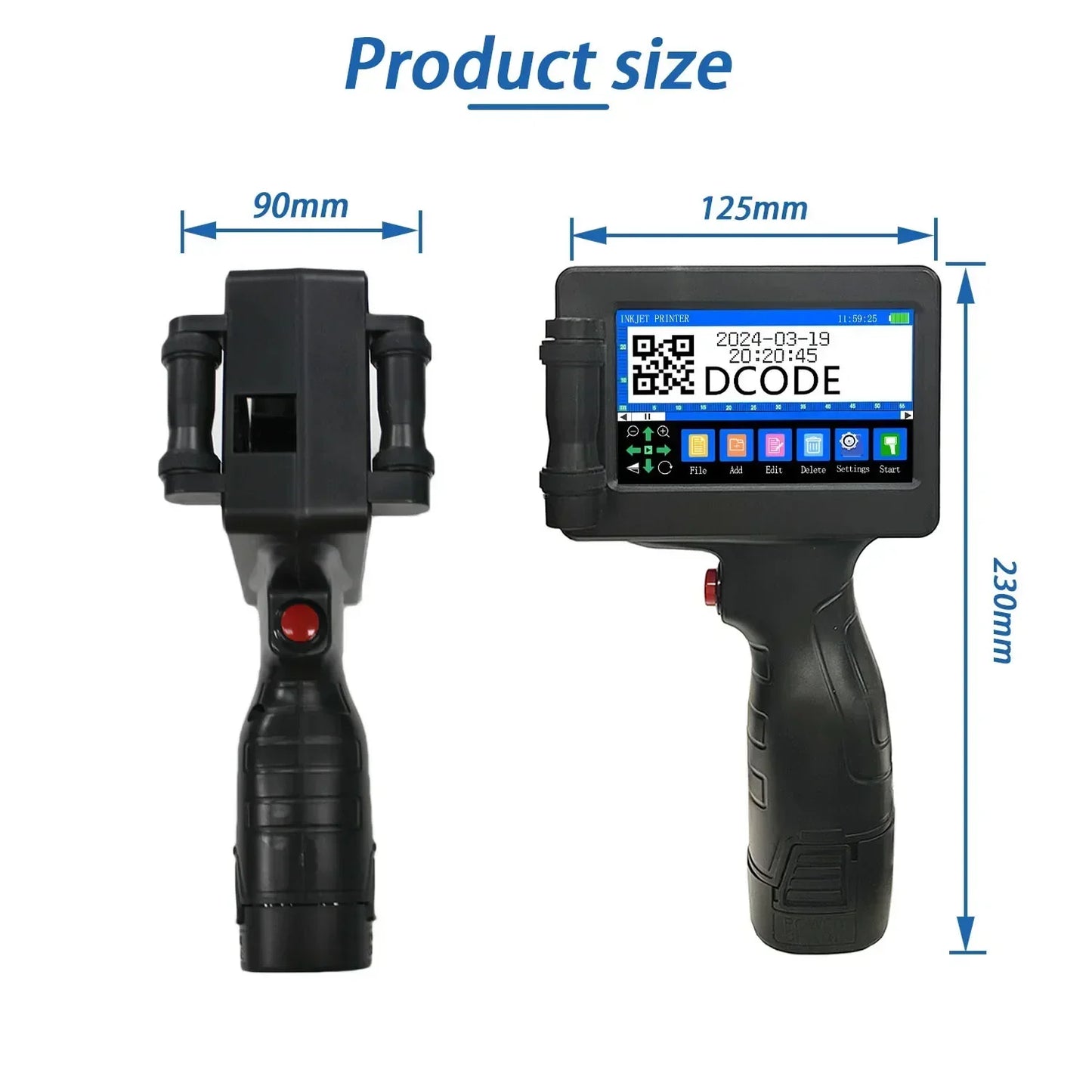 Compact Handheld Barcode and Logo Printing Machine No Ink