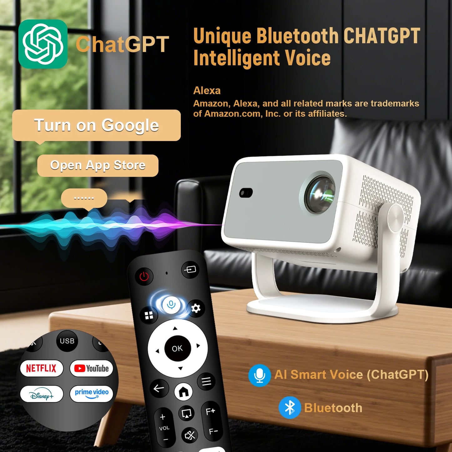 Home Theatre Smart Projector 1080p Netflix Ready