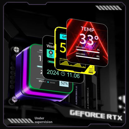 Black 360mm CPU Liquid Cooler with LCD Screen