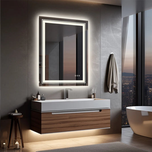 LED Bathroom Mirror with Bluetooth Speaker & Anti-Fog