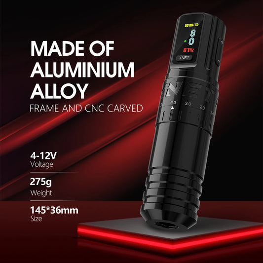Red Adjustable Tattoo Machine with OLED Display