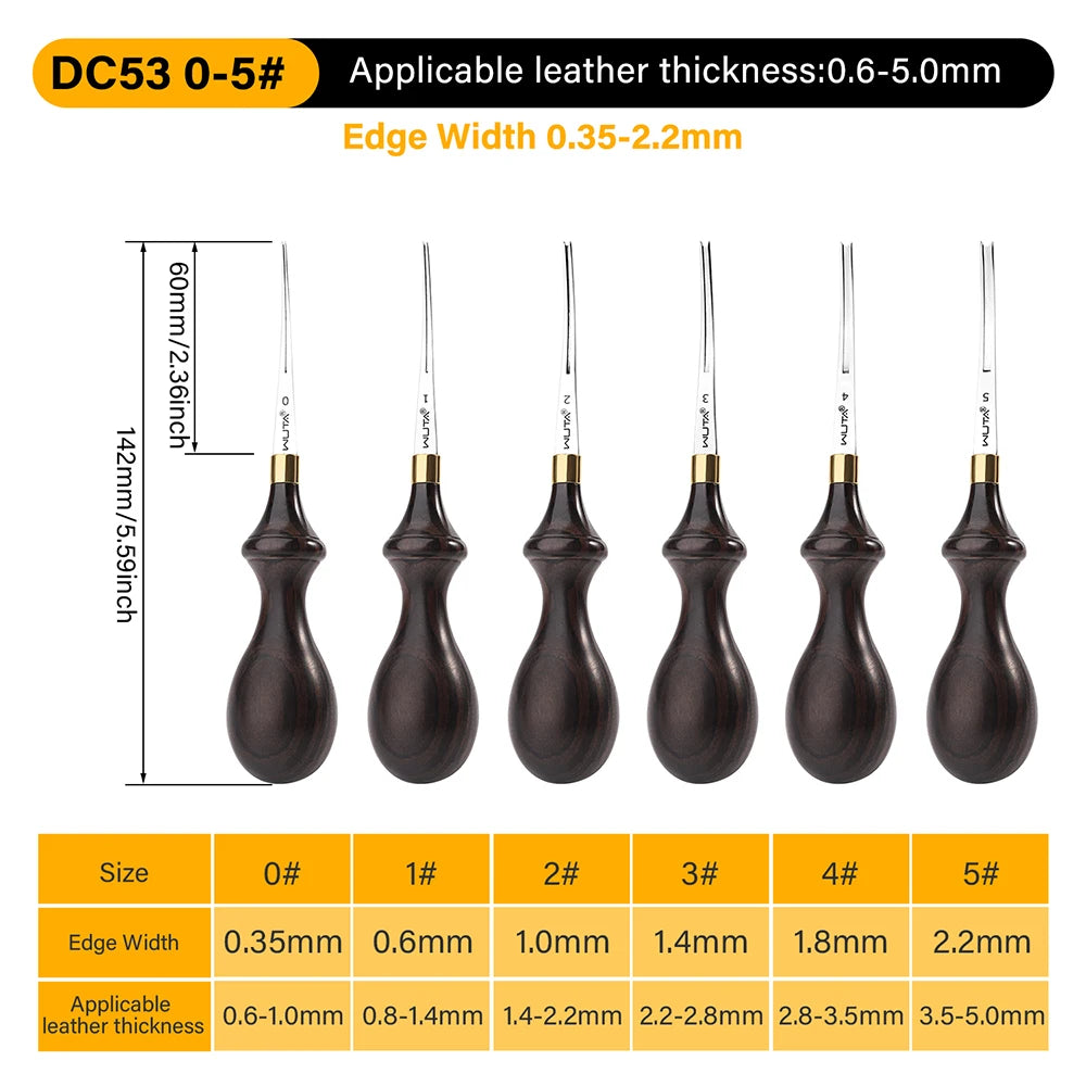 Leather Edge Skiver Beveler Cutter 6-Size Craft Tool Set