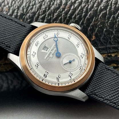 Men’s Vintage Jump Hour Automatic Watch Salmon Dial White