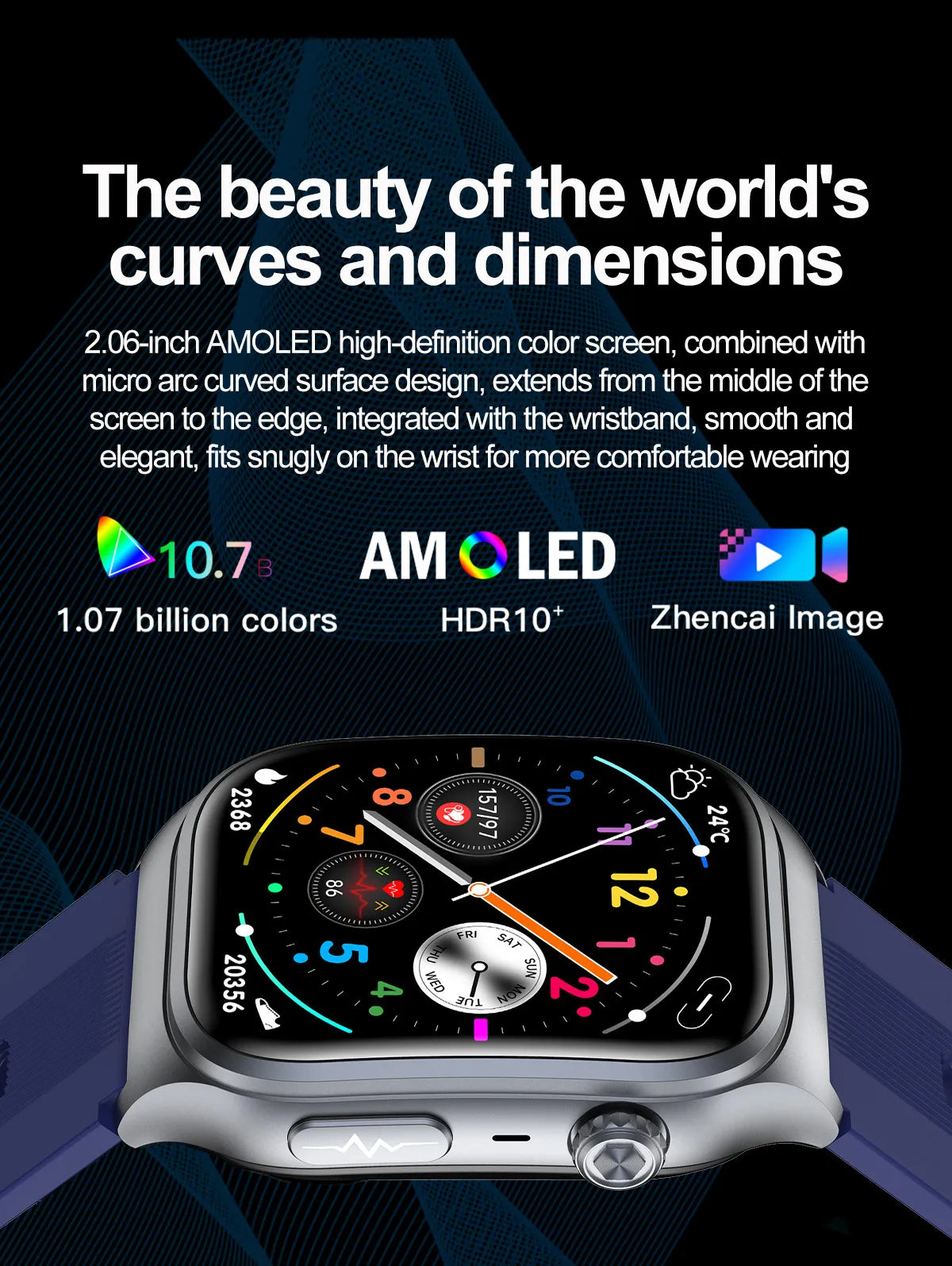 Black Smart Watch for ECG Blood Pressure and Lipids
