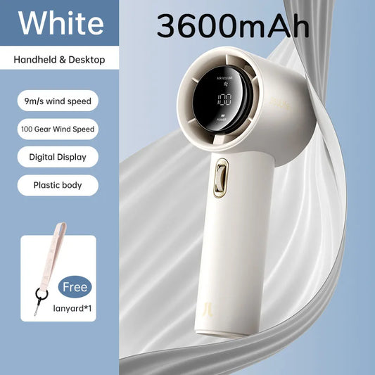 White Portable Bladeless Hand Fan USB Rechargeable