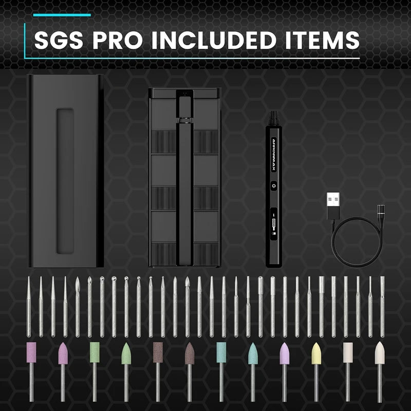 SGS Pro Black Cordless Electric Engraving and Rotary Tool Set