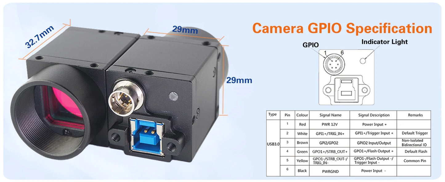 12MP Colour Industrial Inspection Camera 3m Cable