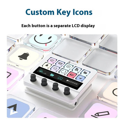 Compact White Mechanical Keyboard with Custom Macros and Media Keys