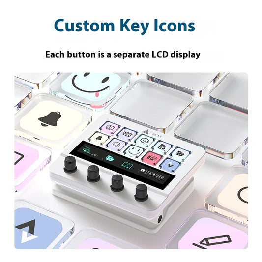 Compact White Mechanical Keyboard with Custom Macros and Media Keys