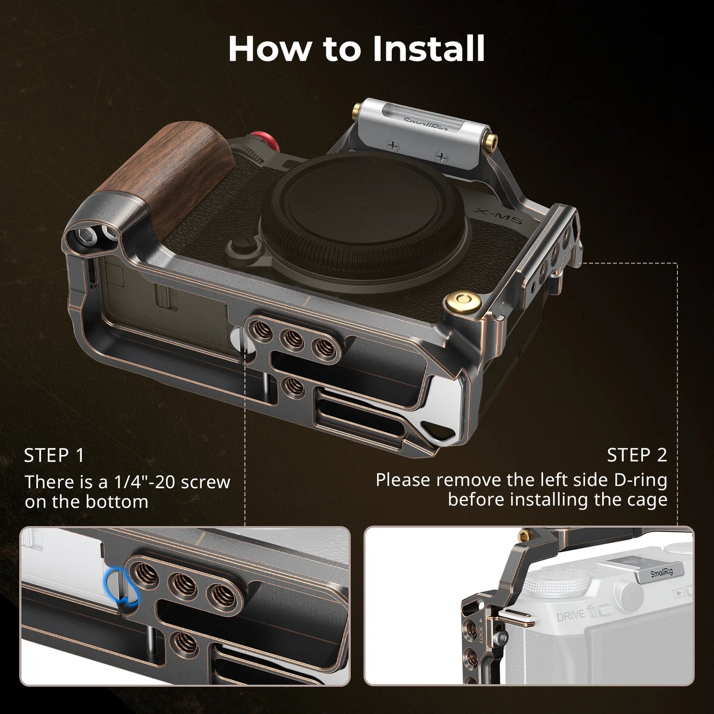 Retro Camera Cage for FUJIFILM X-M5 with Handgrip