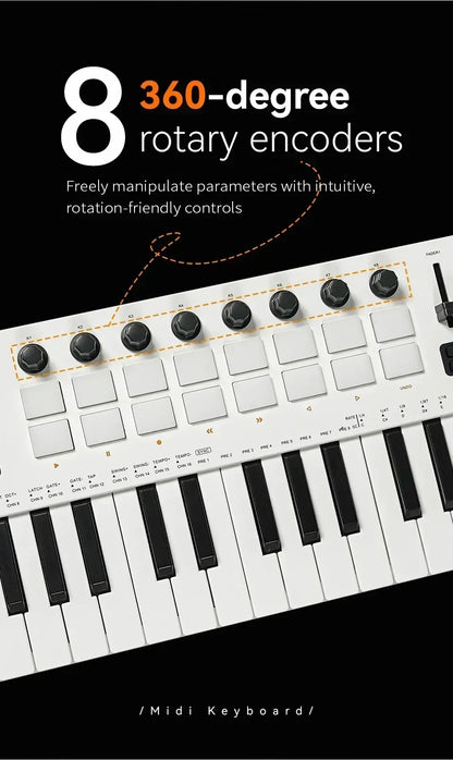 Portable 37-Key MIDI Controller with Built-In Synth Engine
