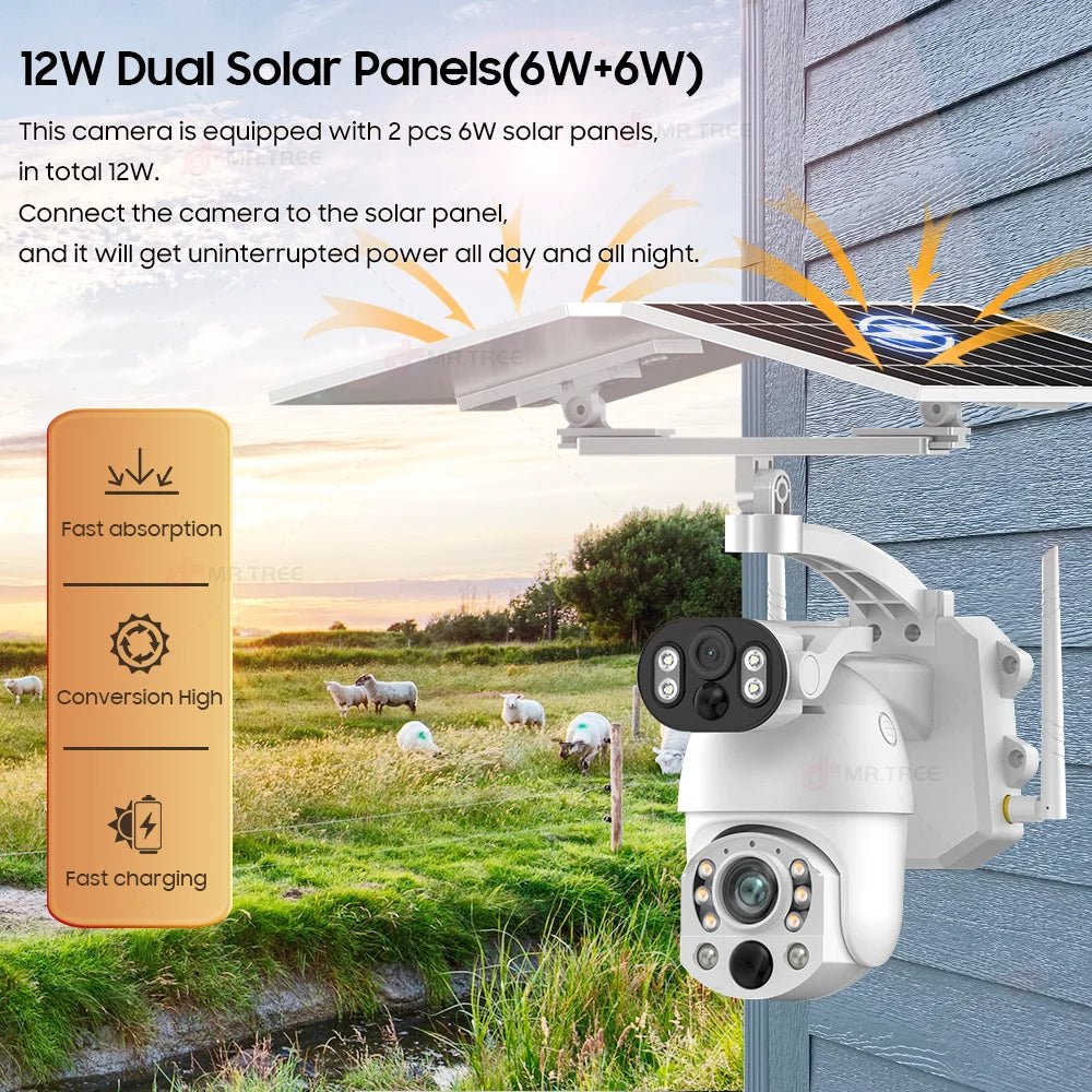 10MP Outdoor PTZ Camera 64GB WiFi 4G