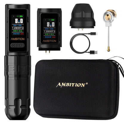 Professional Black Tattoo Pen Kit Rechargeable LCD Display