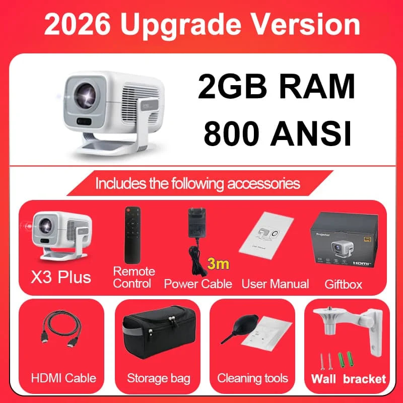 Portable 4K Projector Native 1080P 600 ANSI Android Auto Focus