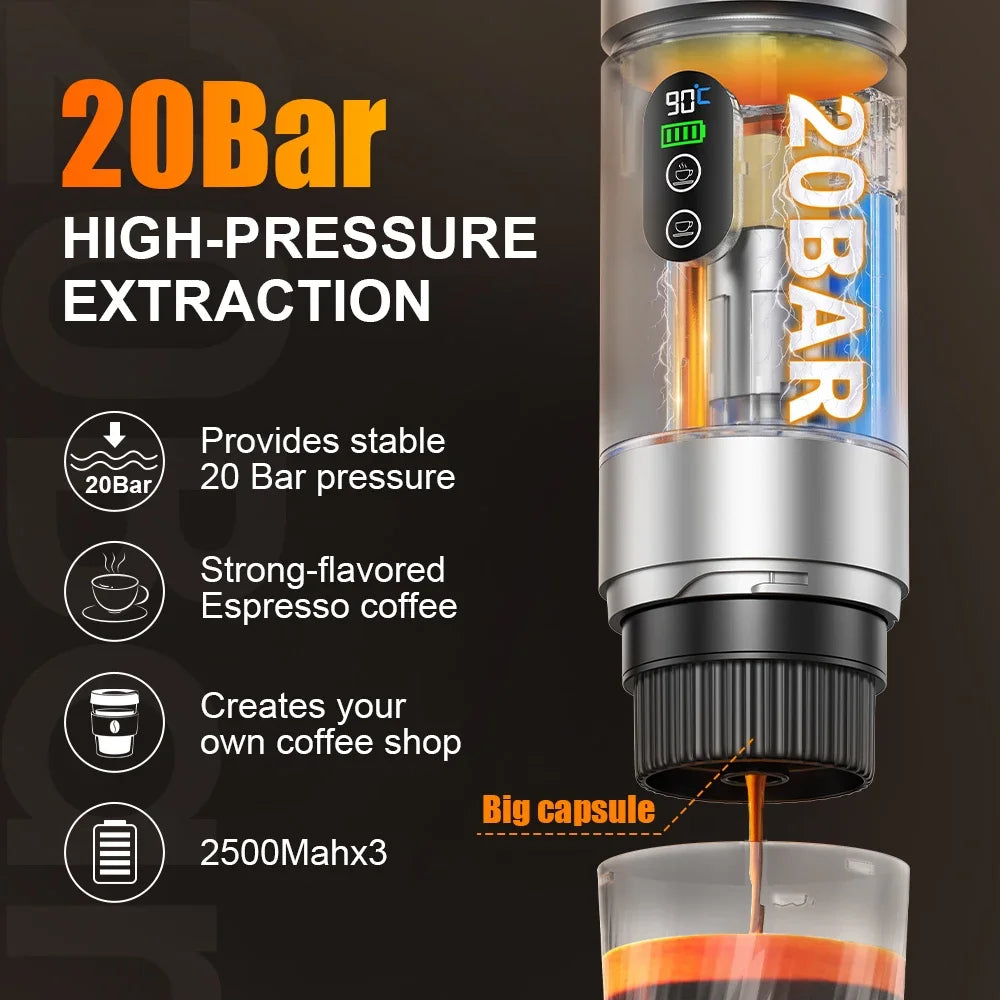 3in1 Portable Espresso Coffee Machine Digital Display
