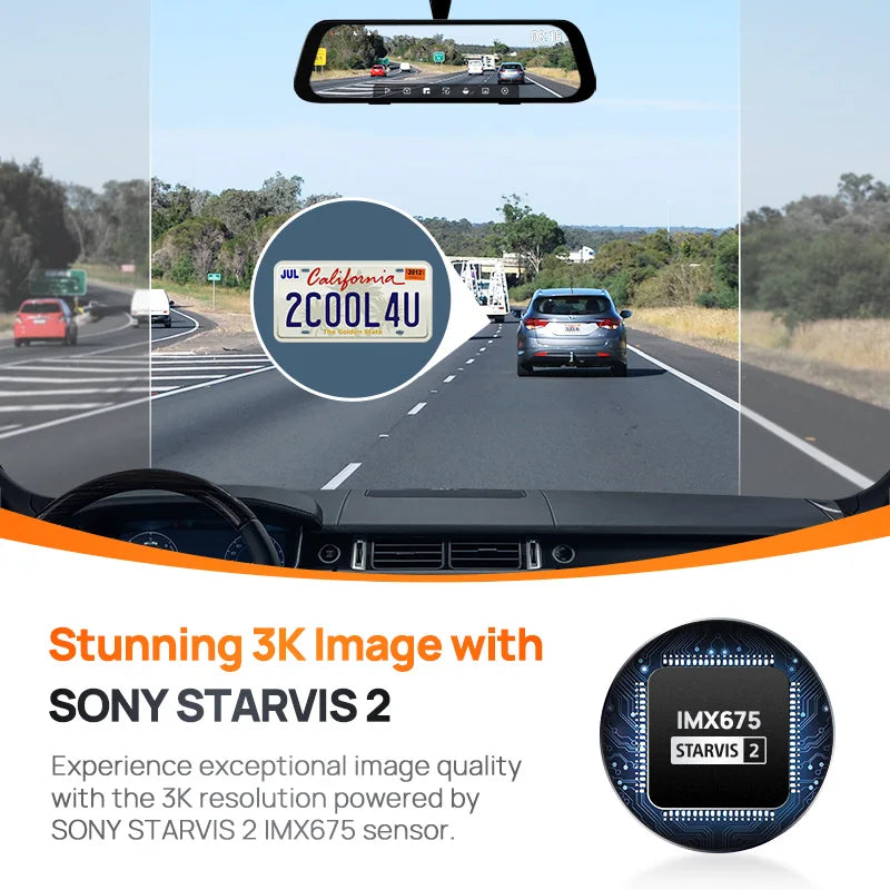 S500 Dash Cam 64GB SD Card 3K Dual HDR