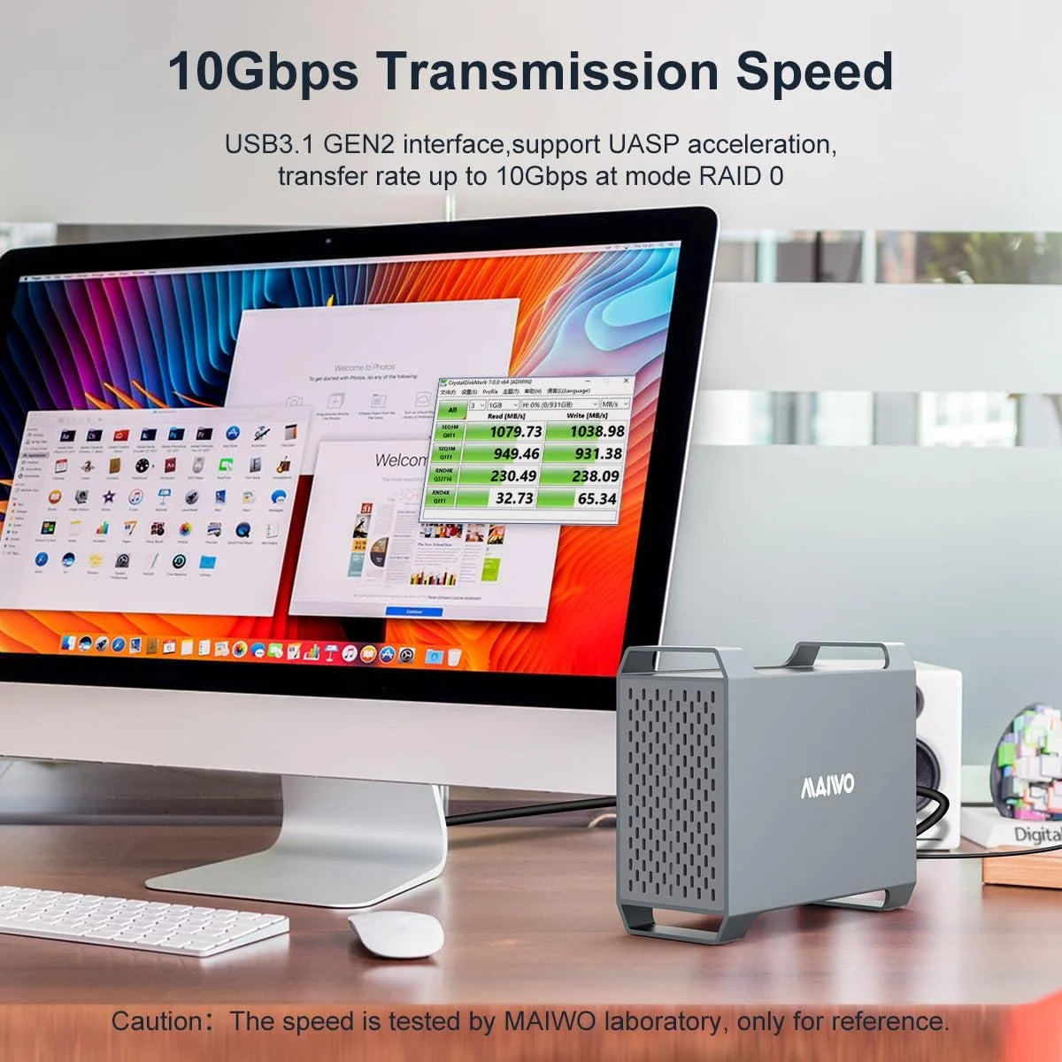 High-Speed 10Gbps Dual Bay External HDD RAID Box