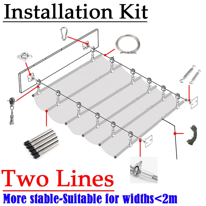Gray Telescopic Outdoor Awning 1.2x4m Rain & UV Shade