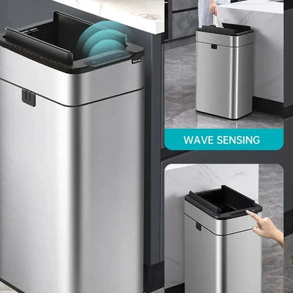 40L Automatic Touchless Kitchen Trash Can Silver