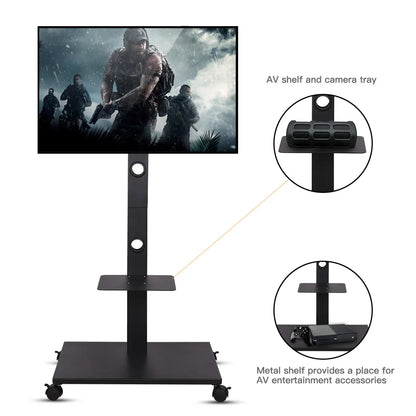 Rolling TV Stand Cart Height Adjustable 32–70 Inch