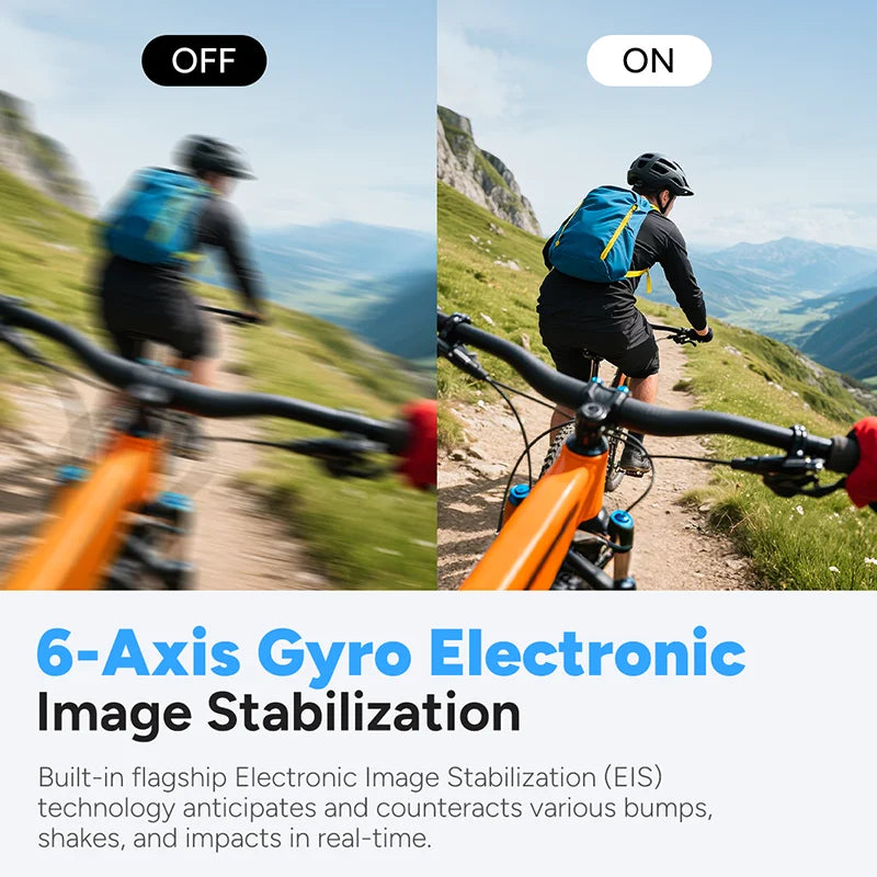 Portable 4K Action Camera with 6-Axis Stabilization Touch Screen