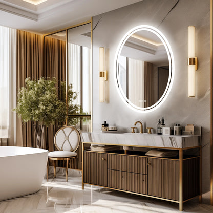 Large Round LED Bathroom Mirror with Dimmable Lights