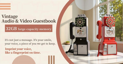 Red Retro Video Guestbook Phone with Audio Recording
