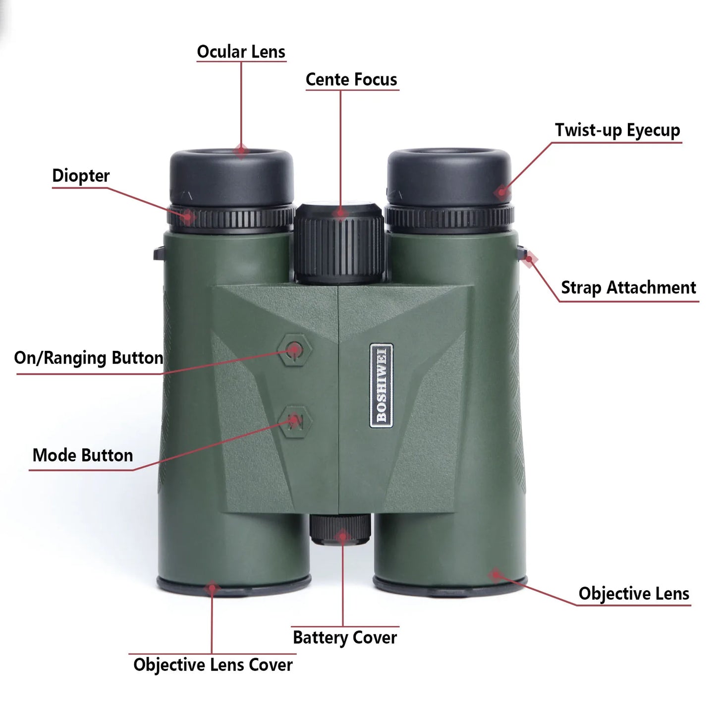 Professional 10×42 Rangefinder Binoculars 2400m