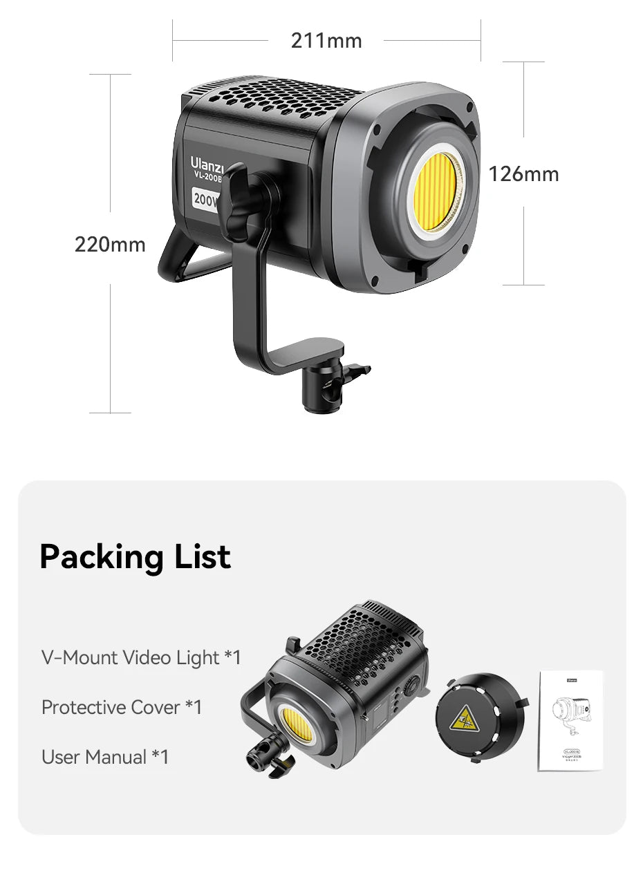 Rechargeable 200W Bi Color Video Light for Streaming