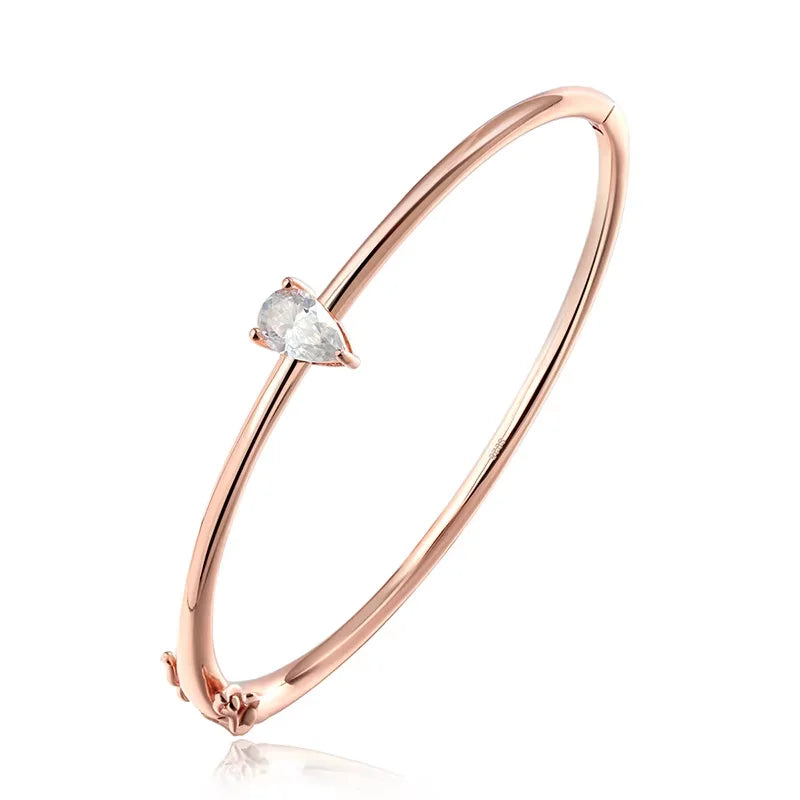 Rose Gold Moissanite Silver Bangle 18cm