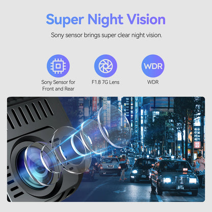 4K Front and 1080p Rear Dual Dash Cam with 64GB Card