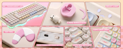 Wireless RGB Mechanical Keyboard 99-Key Pink