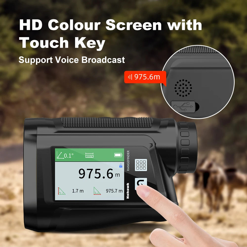 1500m Laser Rangefinder HD Touchscreen Voice Broadcast Golf Hunting
