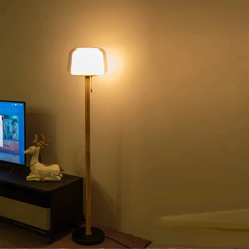 Modern Glass Floor Lamp 148cm Remote Dimmable LED