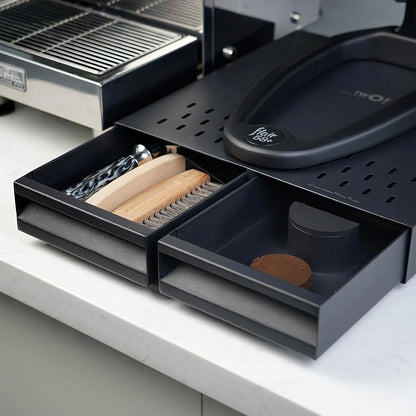 Double-Drawer Espresso Knock Box Coffee Organizer