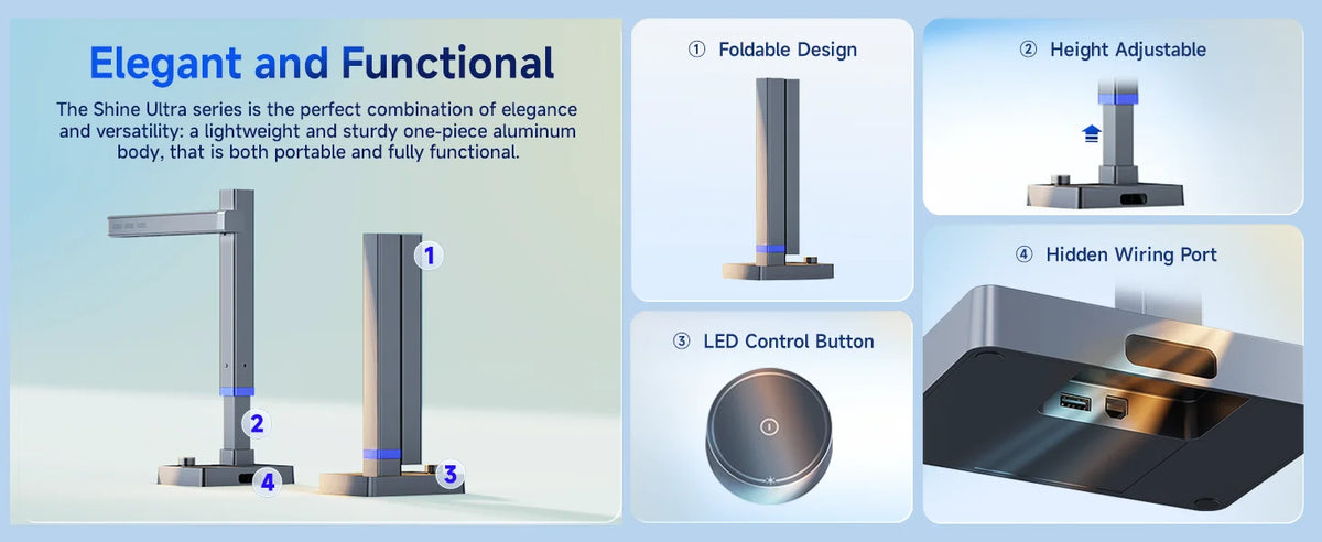 Portable 13MP Book and Document Scanner with Curve Flattening