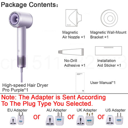 Hair Dryer Pro Purple 8 Modes 50°C Constant Temp