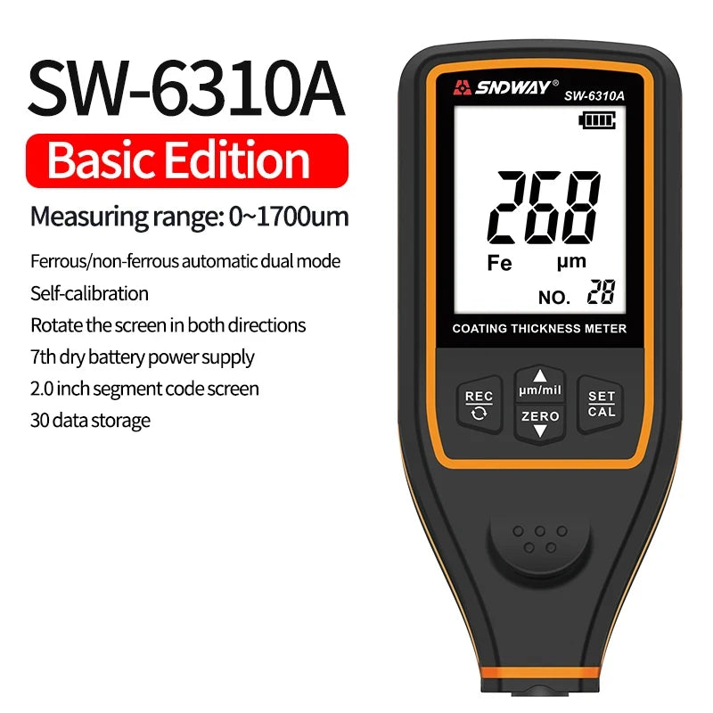 Portable Coating Thickness Meter 1700um Automotive Tester