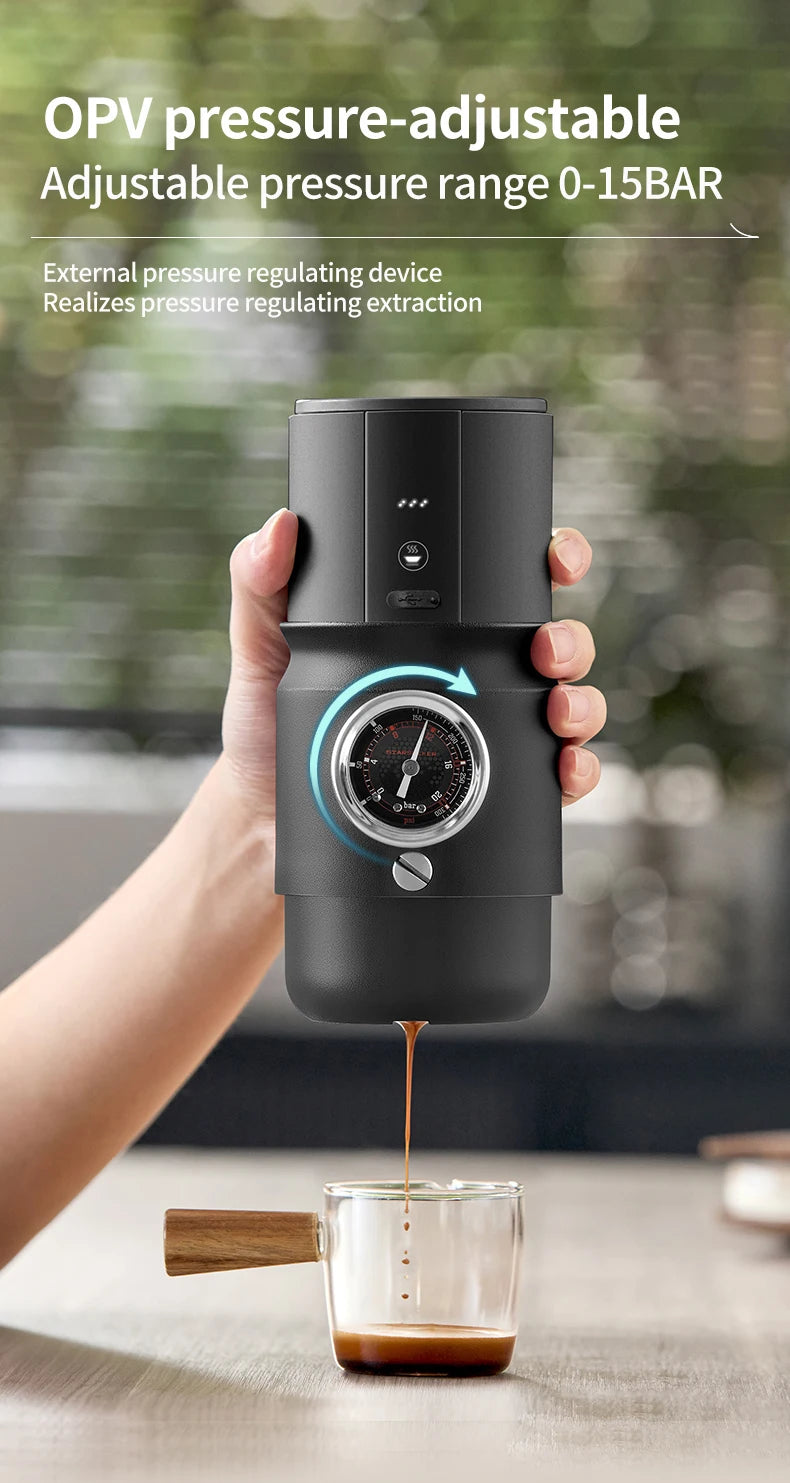Rechargeable Travel Coffee Maker with Tamper and Bracket