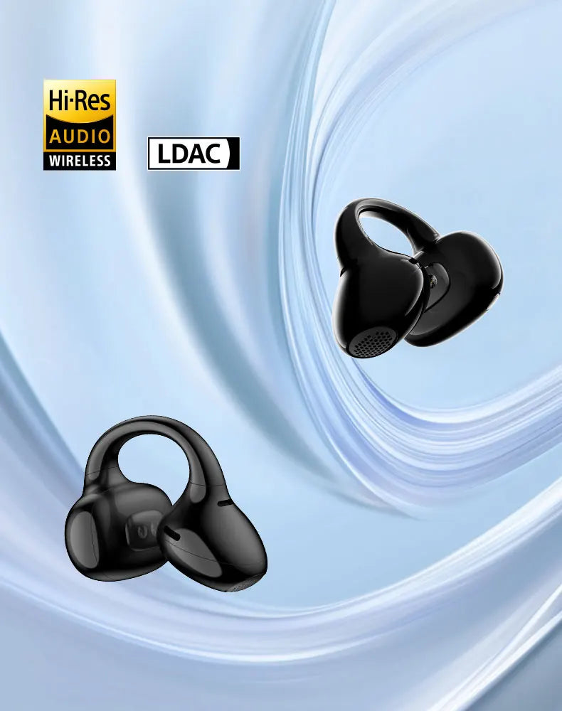 Black Open-Ear Earphones with Multipoint & Long Battery