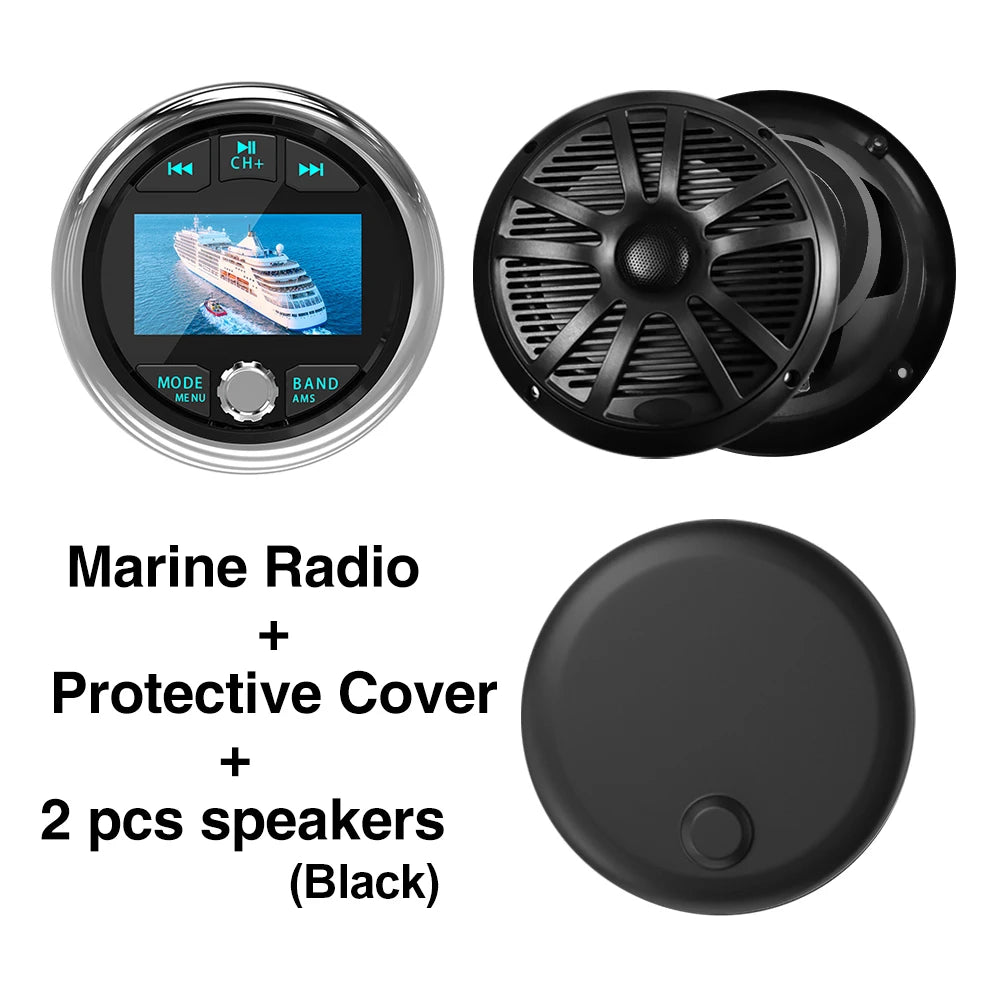50RV Black Waterproof Marine FM/AM Radio for Outdoor Audio