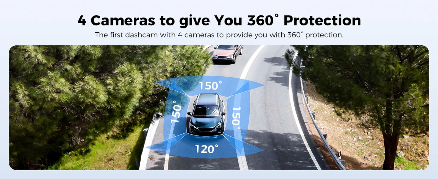 M660 4CH Dash Cam with Front Rear Inside Cameras