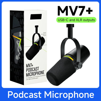 Dynamic Podcast Microphone with USB-C XLR and LED Panel
