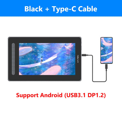 12 Inch Black Drawing Tablet with Stylus Support