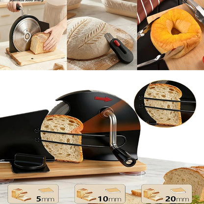 Hand Crank Bread Slicer with Adjustable 5-20mm Thickness