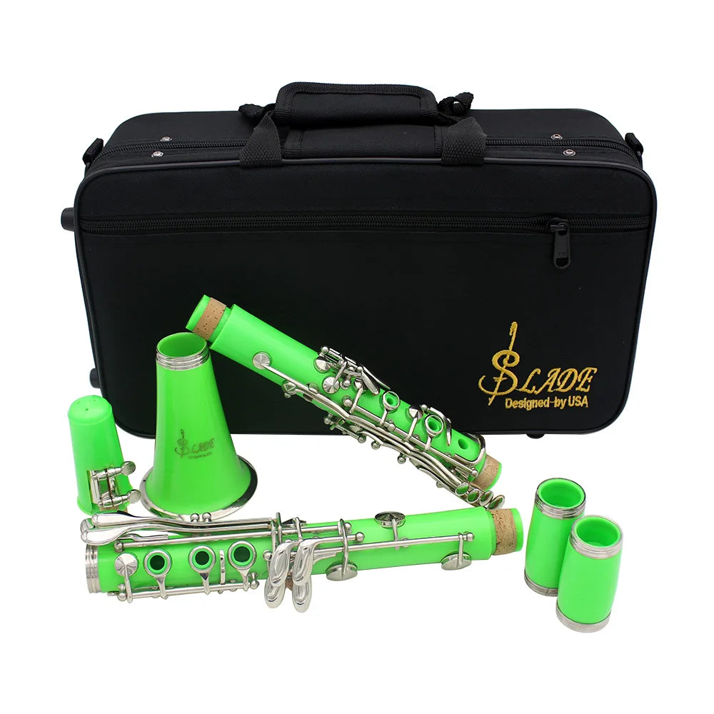 Green Bb Clarinet with Bakelite Body and Case