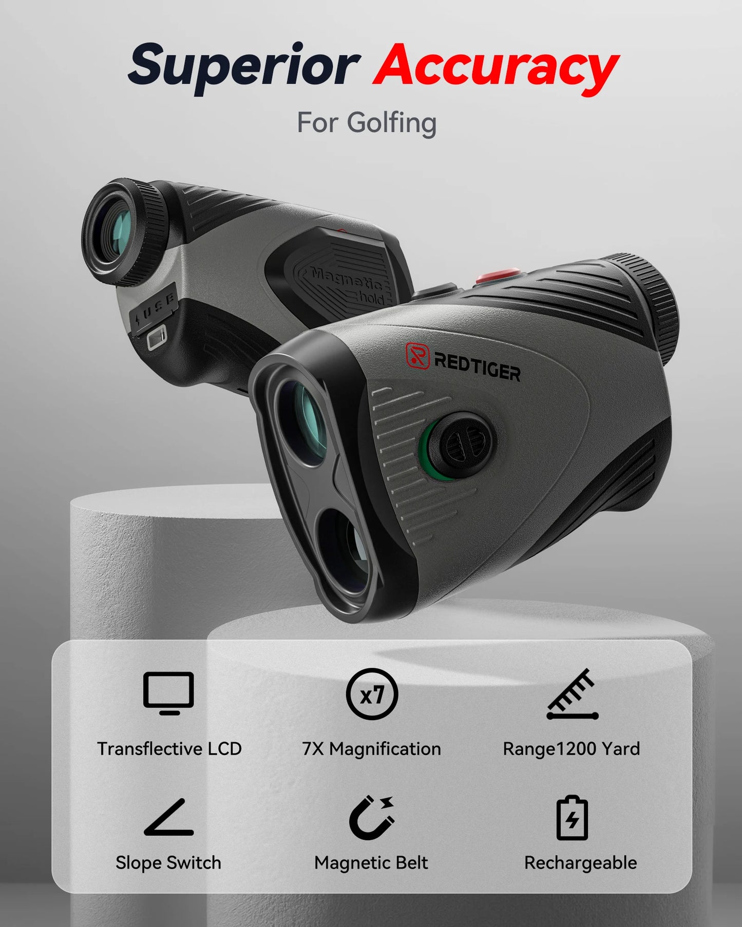 1000m Rechargeable Golf Rangefinder Slope 7X Magnification