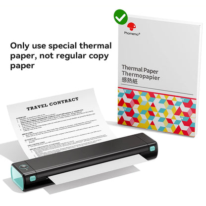 Portable A4 Thermal Printer Wireless Bluetooth for Phone & PC