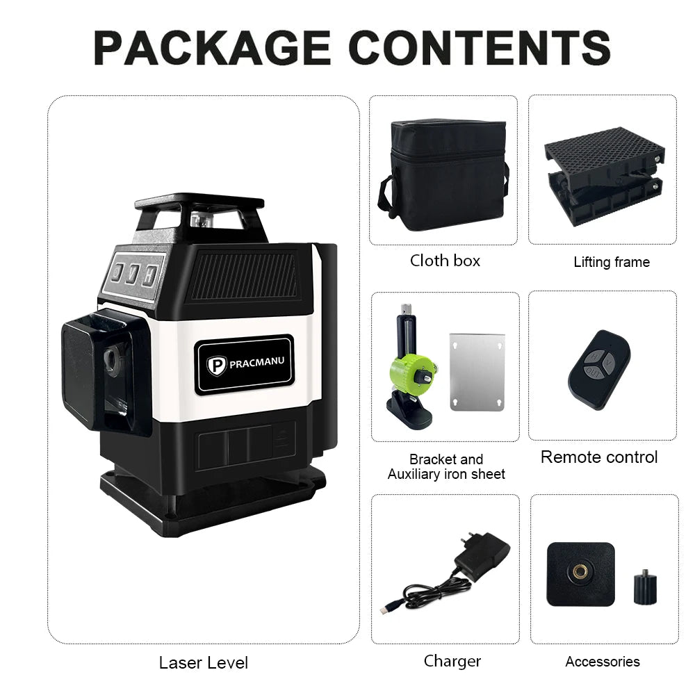 Mini 16-Line 4D Green Laser Level Self-Levelling Horizontal Vertical
